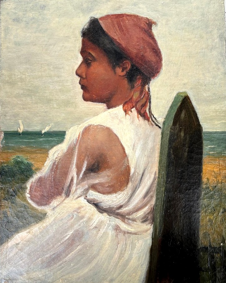 Late 19th Century French School, Portrait De Jeune Antillaise En Bord De Mer, Oil