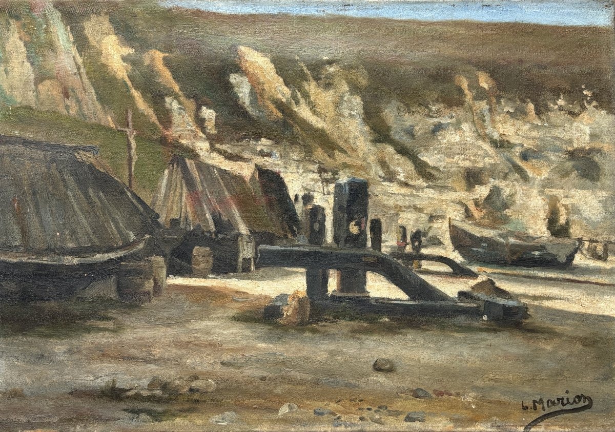 Louis Jacques Marion (1856-1896), Normandy Beach With Careening Boats, Oil