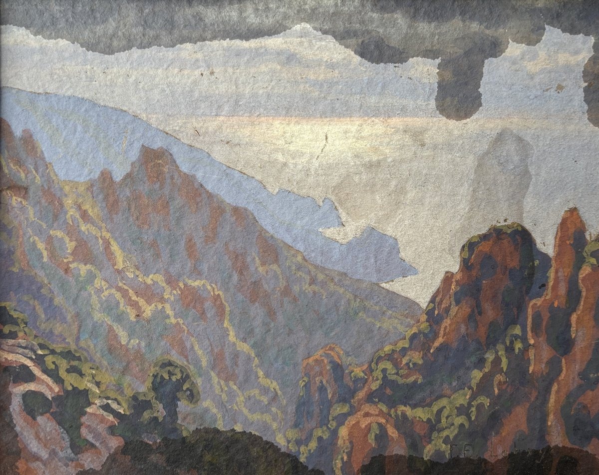 François Etienne Lahaye (1878-1949), The Calanques Of Piana In Corsica, Gouache