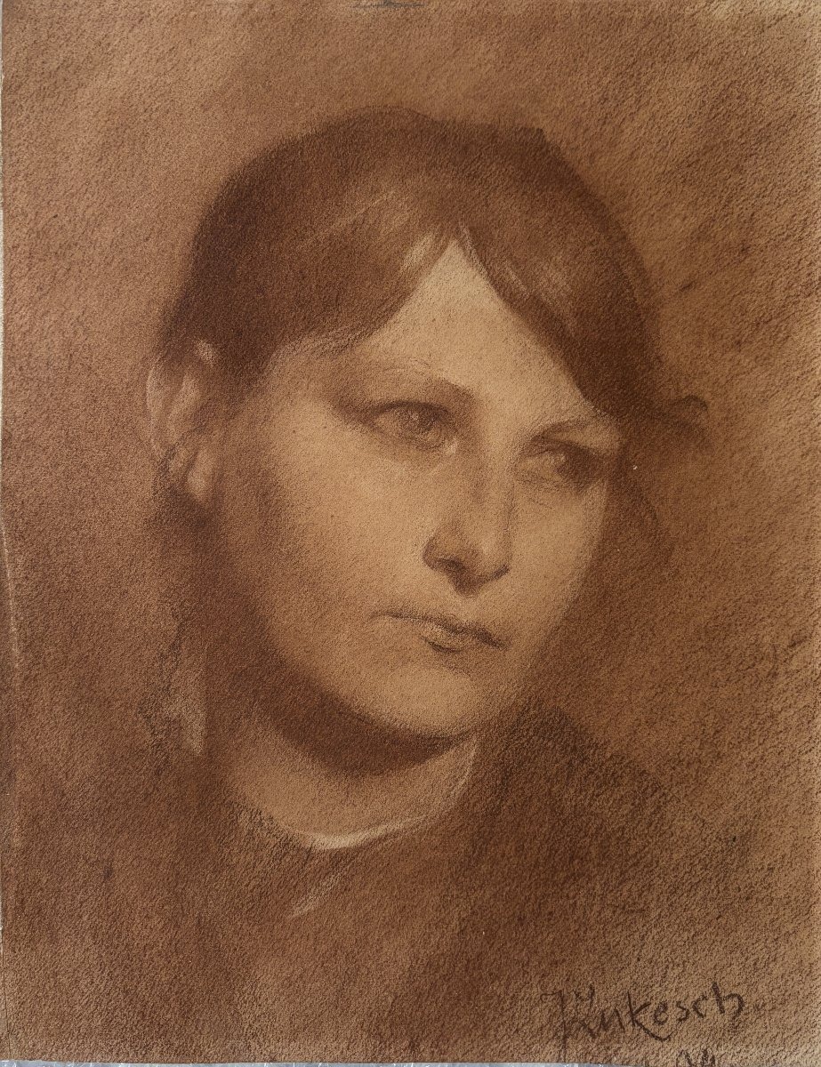 Czech Or Austrian School, Portrait Of A Woman, Drawing-photo-2