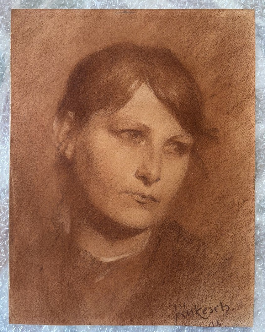 Czech Or Austrian School, Portrait Of A Woman, Drawing-photo-4