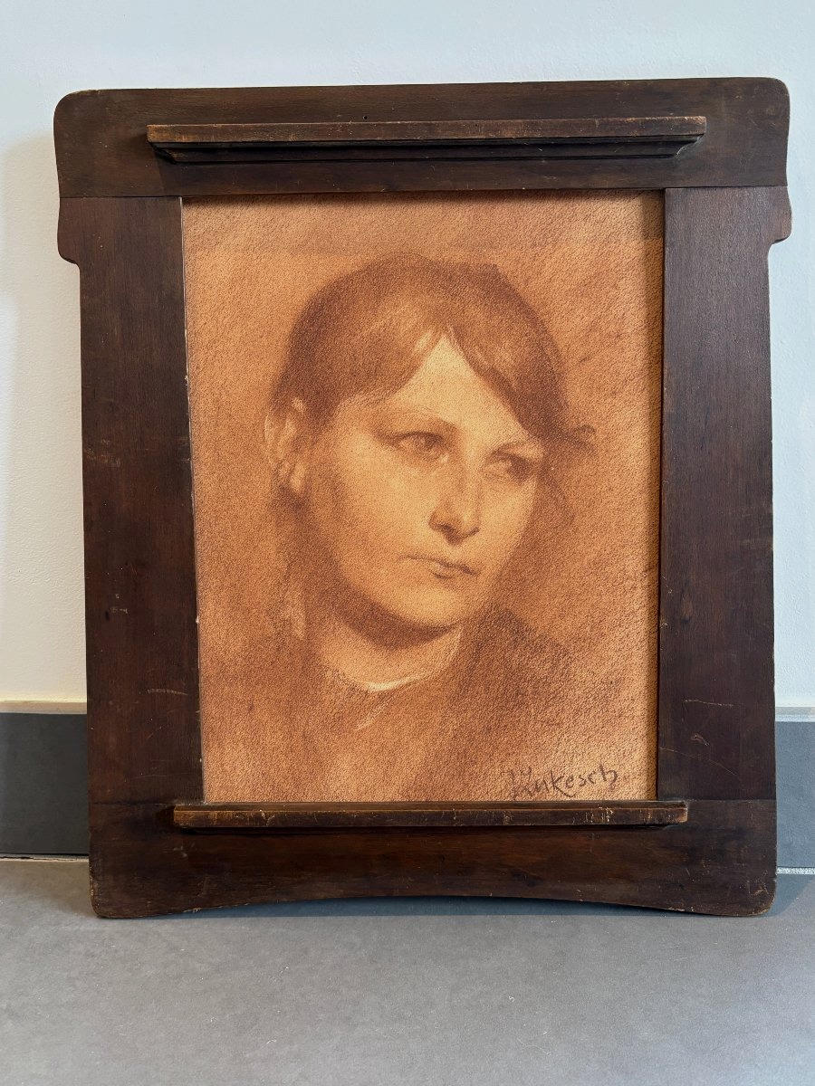 Czech Or Austrian School, Portrait Of A Woman, Drawing-photo-1