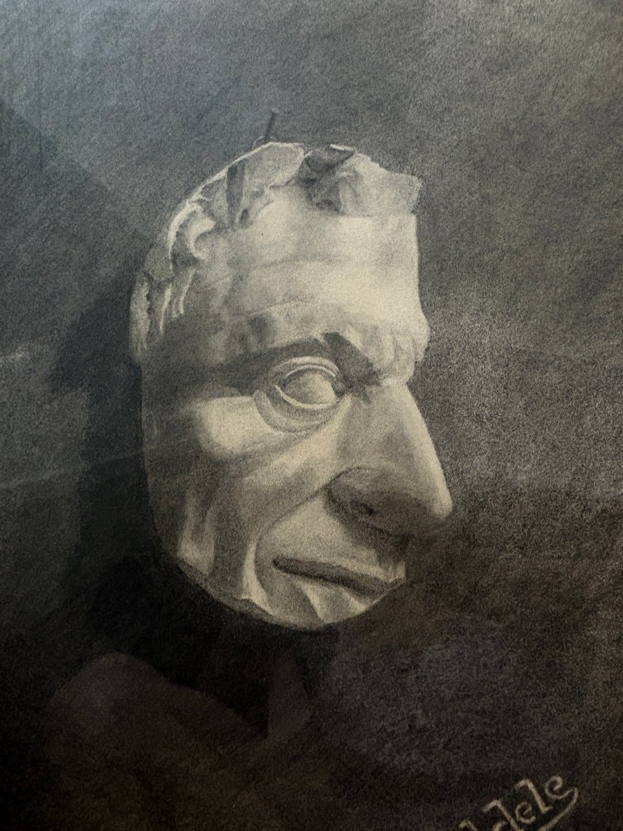 W. Wäldele, *the Mask*, Charcoal And Pencil Drawing, 1900-photo-2