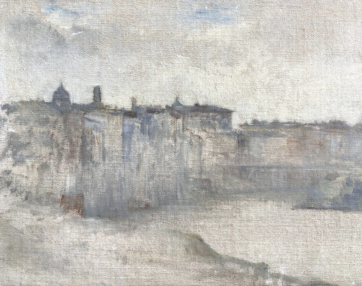 William Barbotin (Ars en Ré 1861-1931), Le Tibre à Rome avec la basilique Saint Pierre, huile-photo-4