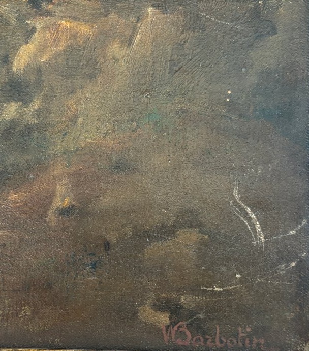 William Barbotin (Ars en Ré 1861-1931), Etude de grotte à la Villa Borghese à Rome, huile-photo-3