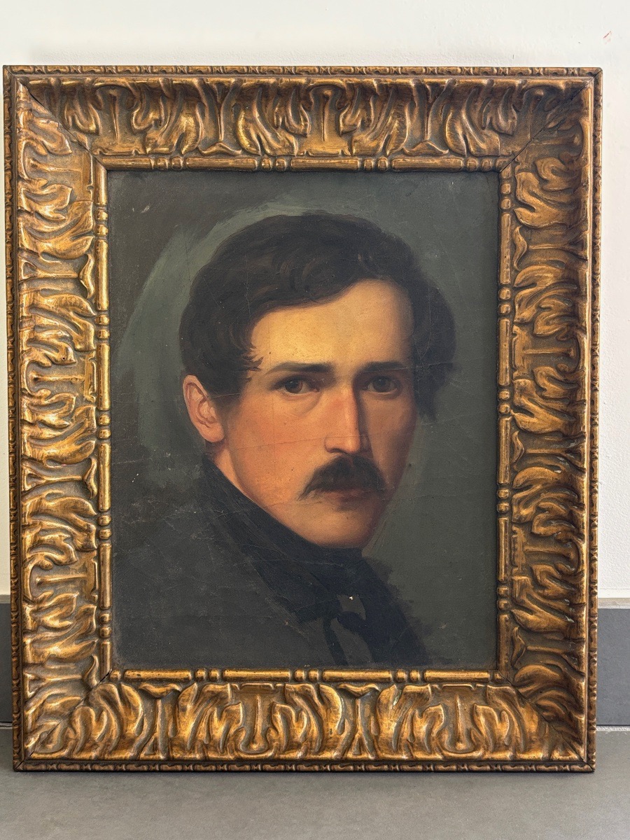 École française ou allemande du XIXe siècle, Portrait d’homme, huile-photo-2