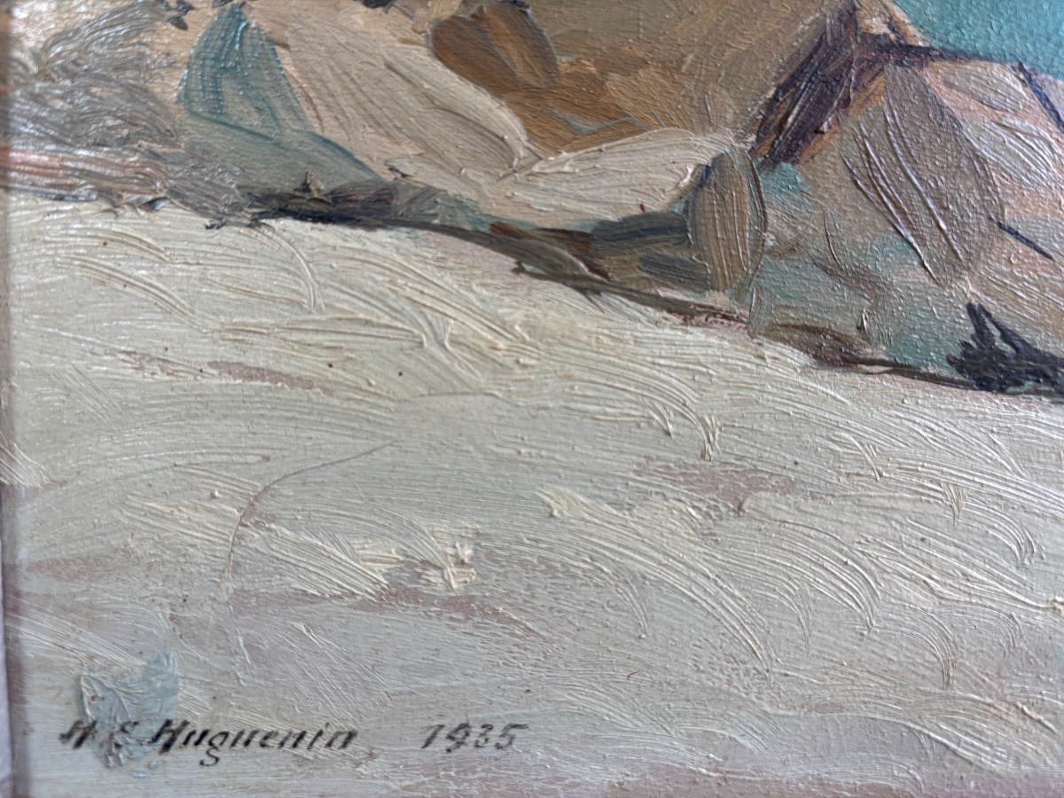 Henri Édouard Huguenin-Virchaud (1878-1958), Glacier en montagne, huile -photo-4