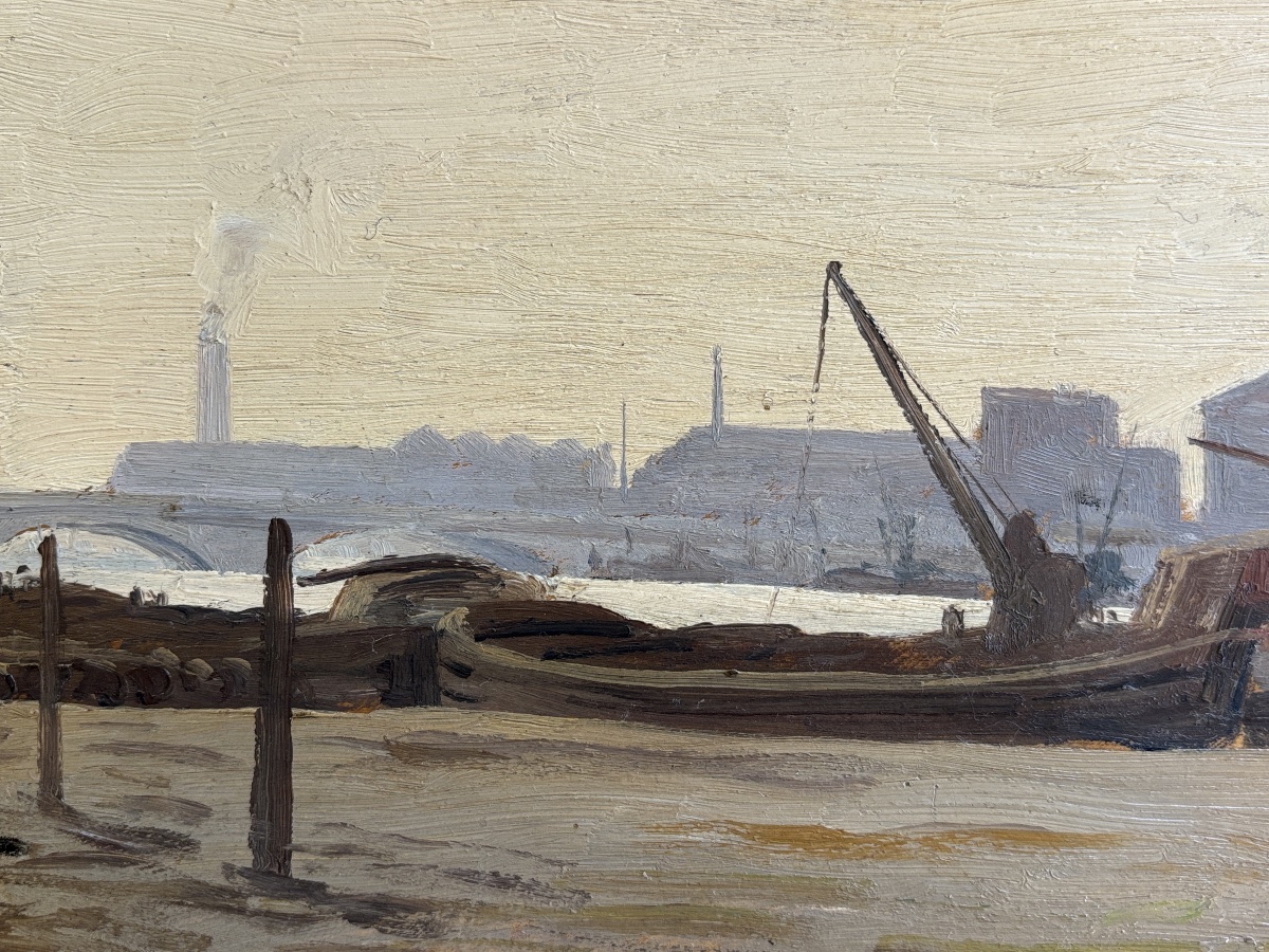 Jules Octave Triquet (1867-1914), Vue présumée des bords de Seine, huile-photo-3