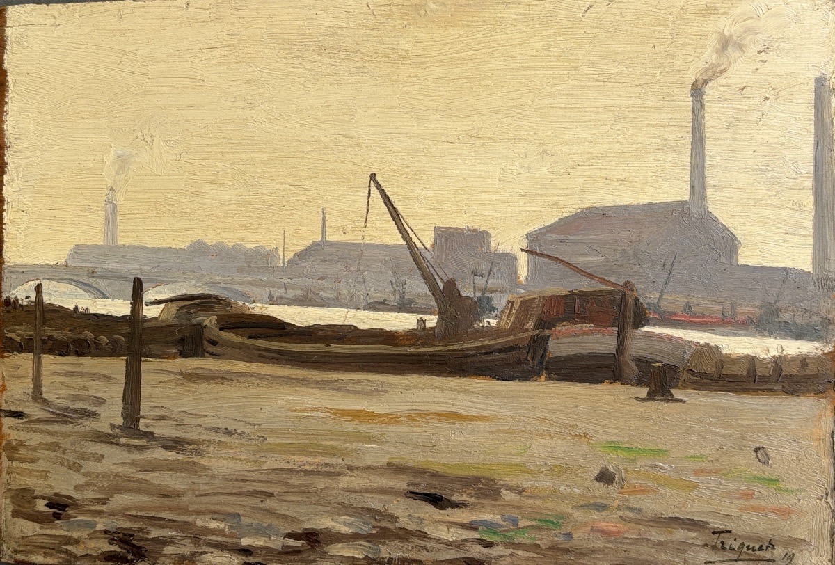 Jules Octave Triquet (1867-1914), Vue présumée des bords de Seine, huile