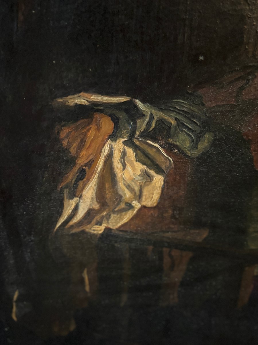 Attribué à Alfred Dehodencq (1822-1882), Portrait d'homme ou Acteur troubadour, huile sur toile-photo-3