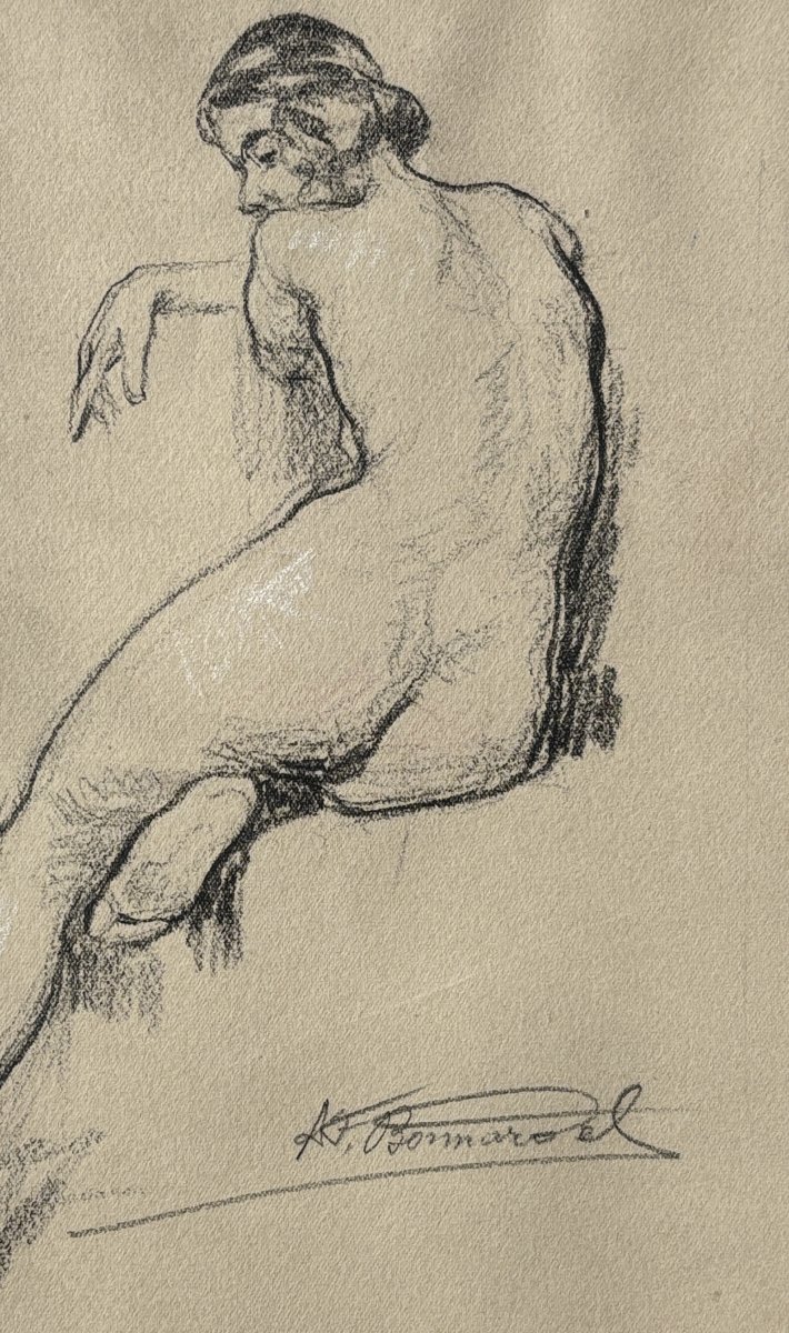 Alexandre François Bonnardel (1864–1942), Lyon School, *nude Woman From Behind*, Drawing-photo-4