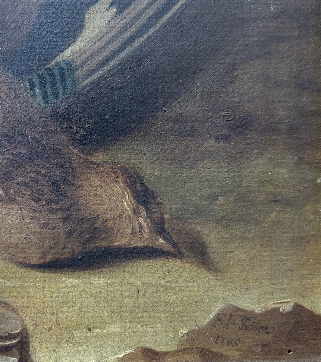 Franz Stöber (vienna, 1760–speyer, 1834), Still Life With Hunted Birds, Oil On Paper, 1785-photo-1