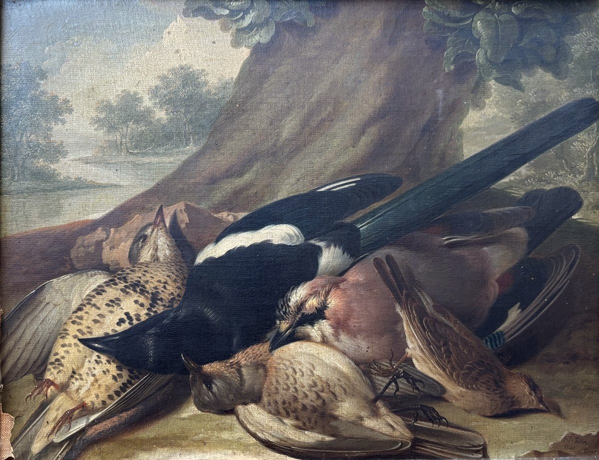 Franz Stöber (vienna, 1760–speyer, 1834), Still Life With Hunted Birds, Oil On Paper, 1785