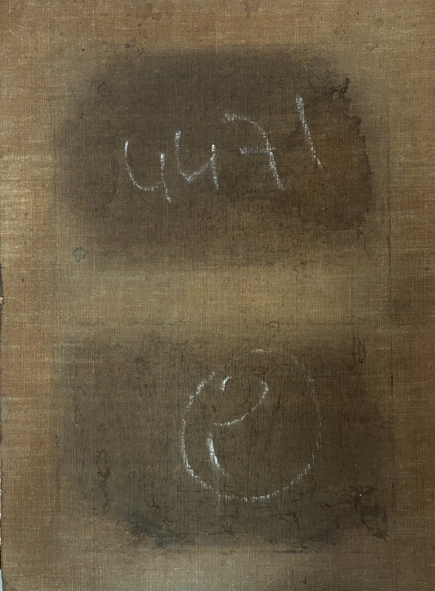 Dans le gout de Benjamin-Constant, vers 1860, Bethsabée au bain, huile sur toile sans châssis-photo-3