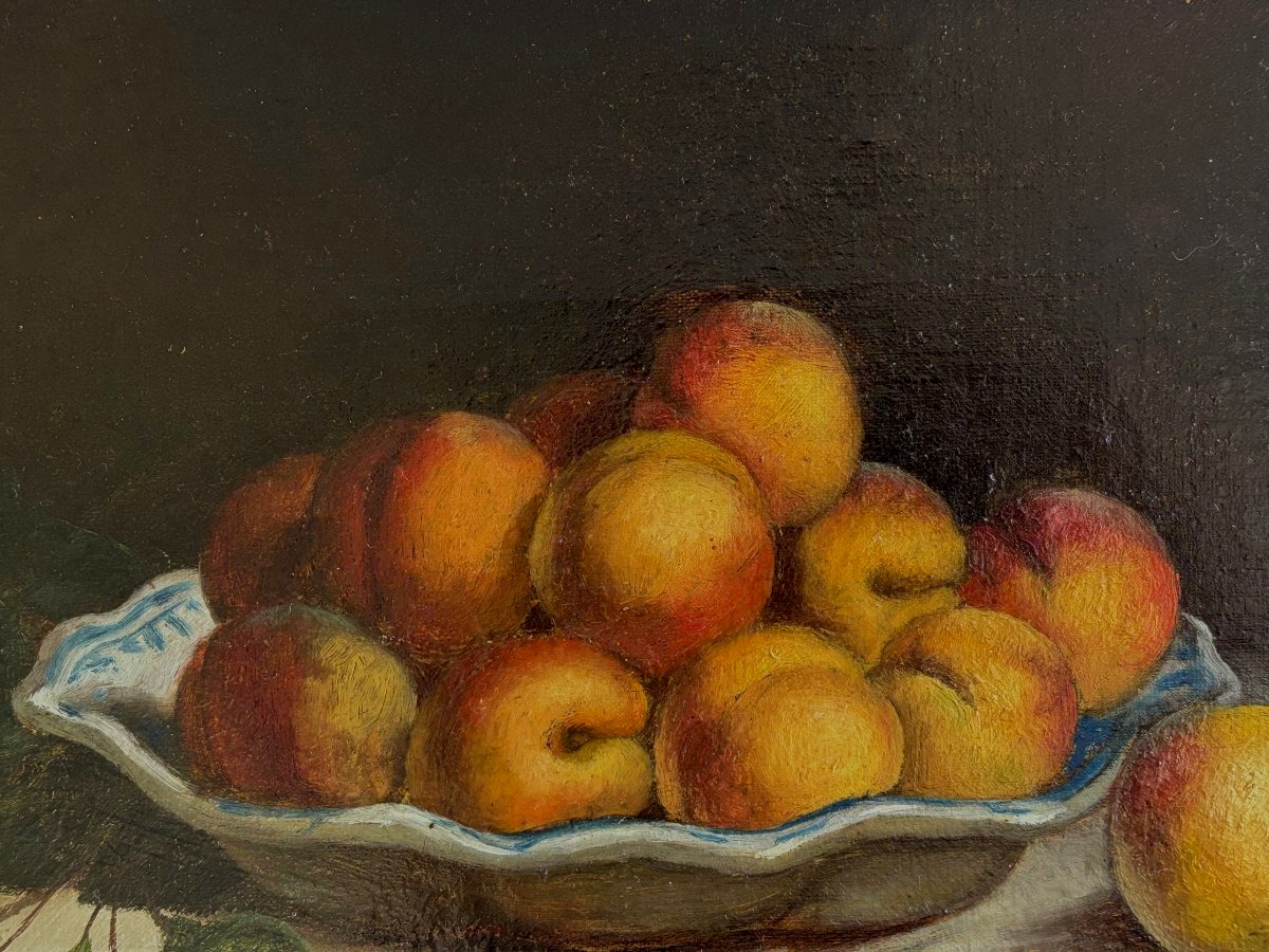 Jeanne Chauvin (fin XIXe), Nature morte aux abricots, huile, 1895-photo-3