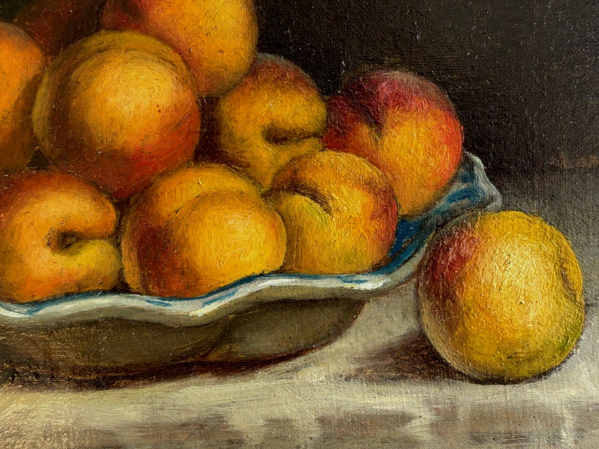 Jeanne Chauvin (fin XIXe), Nature morte aux abricots, huile, 1895-photo-4