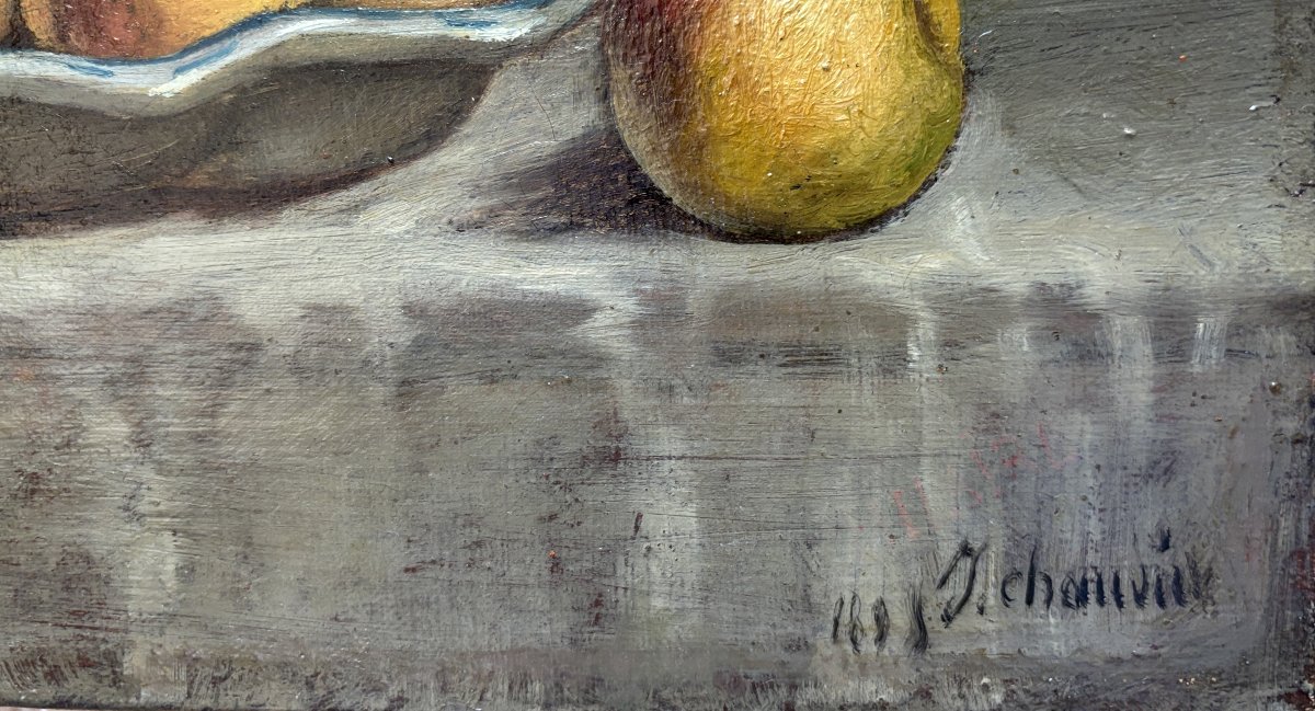Jeanne Chauvin (fin XIXe), Nature morte aux abricots, huile, 1895-photo-1