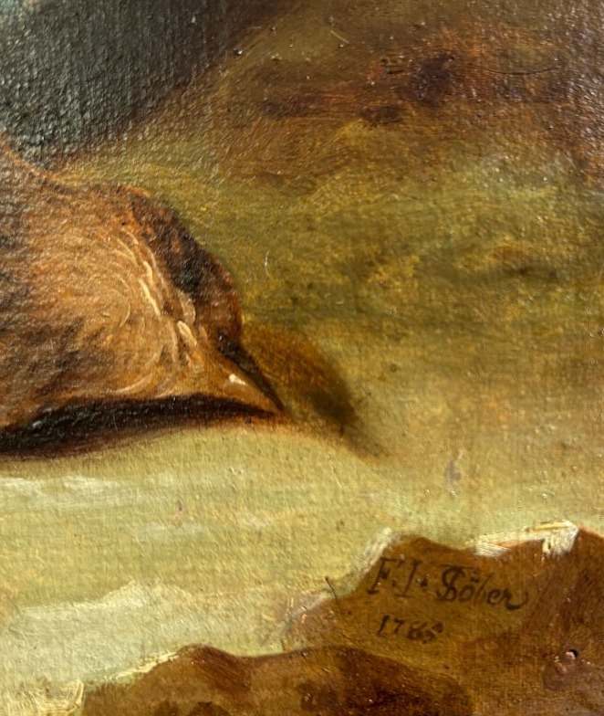 Franz Stöber (Vienne 1760- Spire1834), Nature morte aux oiseaux chassés, huile sur papier, 1785-photo-2