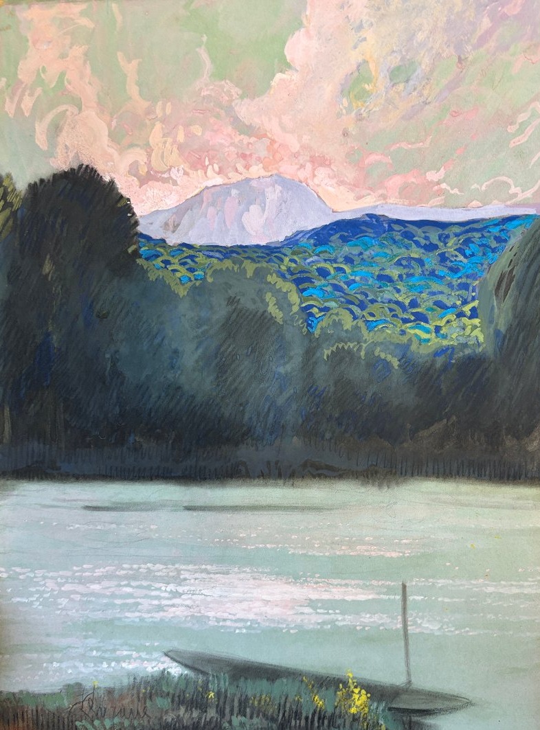 Louis Marie Emile Blanchard, Known As Florane, 1869–1939, *landscape With A Boat*, Mixed Media, Drawing-photo-3
