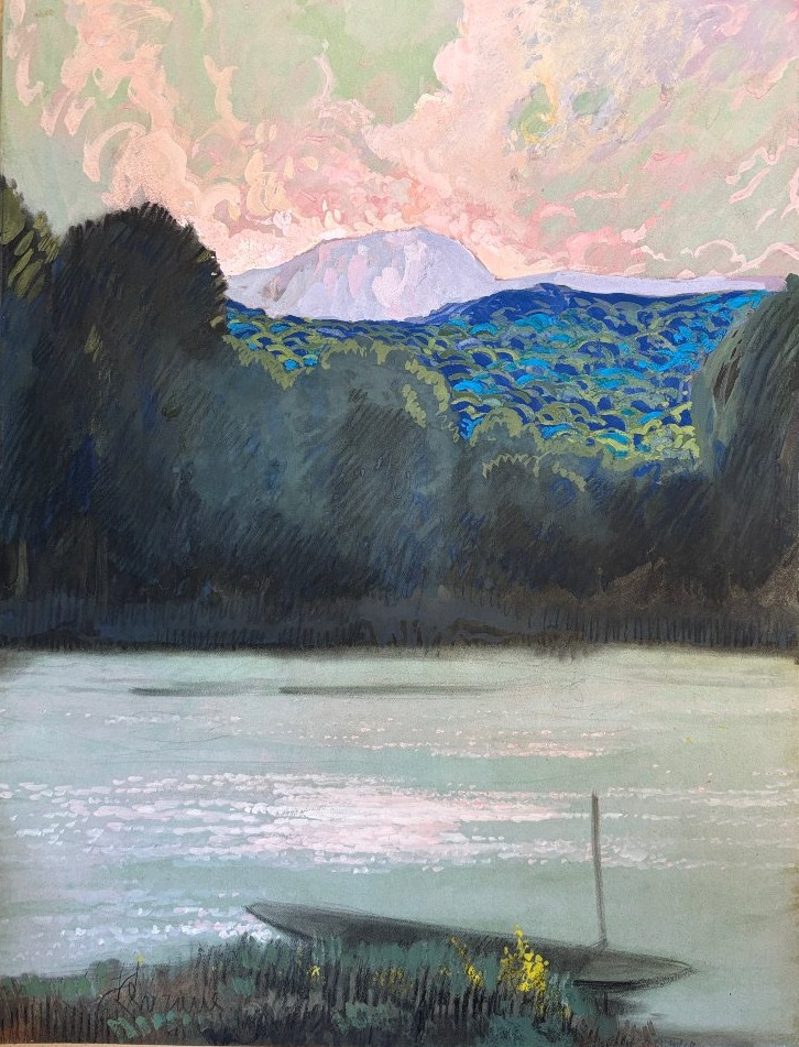 Louis Marie Emile Blanchard, Known As Florane, 1869–1939, *landscape With A Boat*, Mixed Media, Drawing