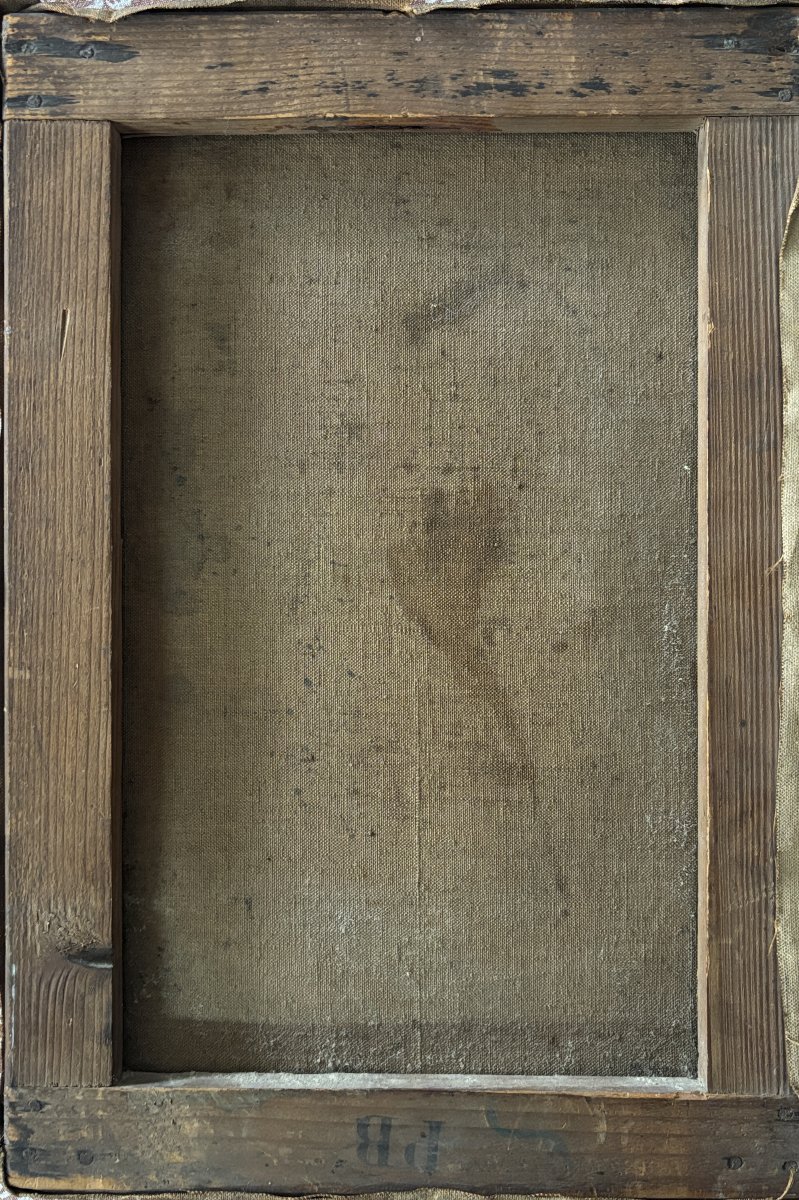 Ecole post-impressionniste, Portrait de jeune fille au ruban rouge, huile sur toile, 1905-photo-1