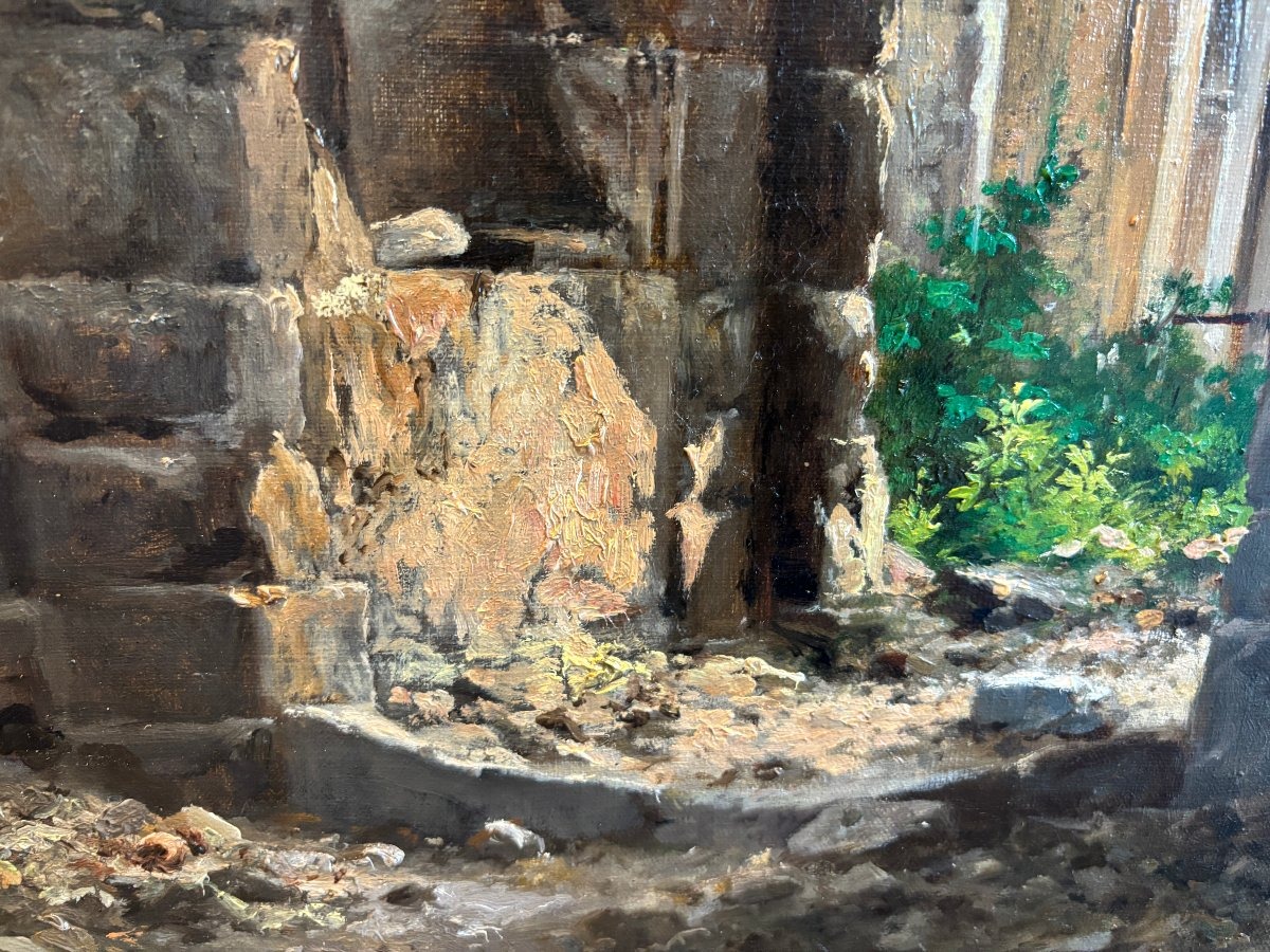 Ecole française vers 1880, Vue présumée des ruines de la Cour des Comptes à Paris, huile-photo-3