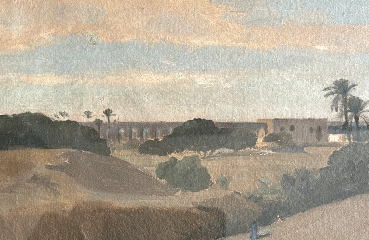 Auguste Veillon (1834-1890), Vue d'Egypte : étude, Huile sur papier-photo-3