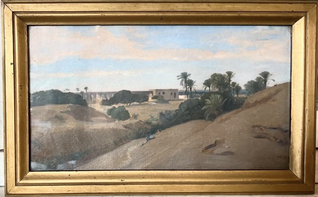 Auguste Veillon (1834-1890), Vue d'Egypte : étude, Huile sur papier-photo-4