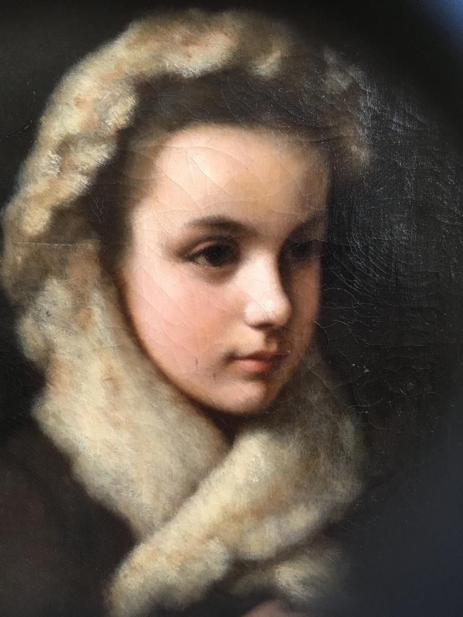 French Nineteenth School, Girl With The Fourure-photo-4