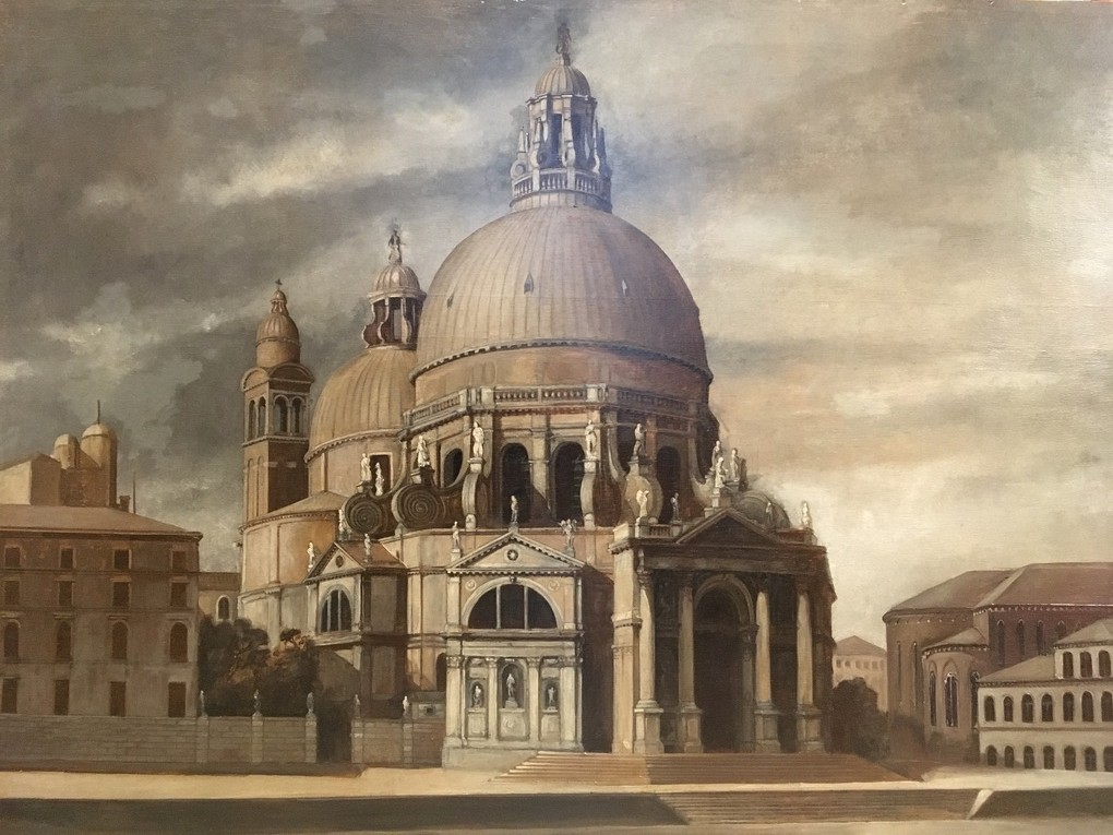 Ecole Du XXe Siècle, La Basilique Santa Maria Della Salute De Venise, Huile Sur Panneau