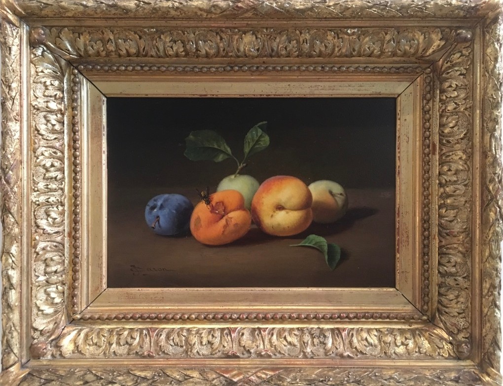 Jules Caron (paris 1806- 1881), Still Life With Fruit And Wasp, Oil On Panel