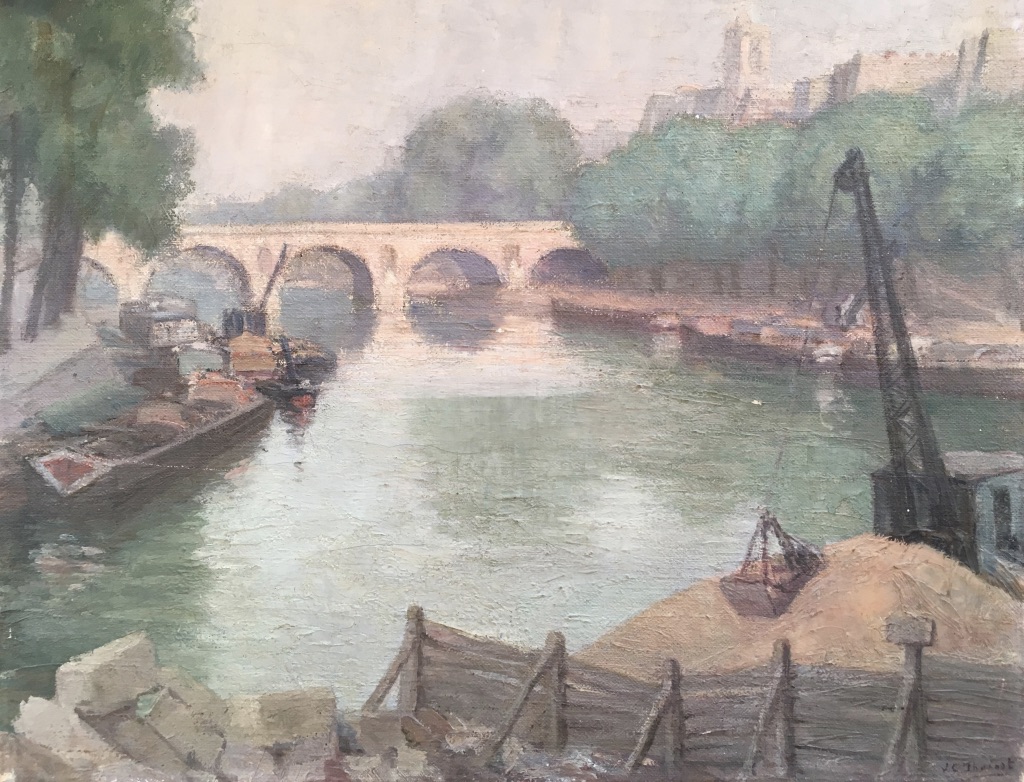 Jeanne-clémentine Thoinot (xxe), Le Pont Marie à Paris, Huile Sur Toile