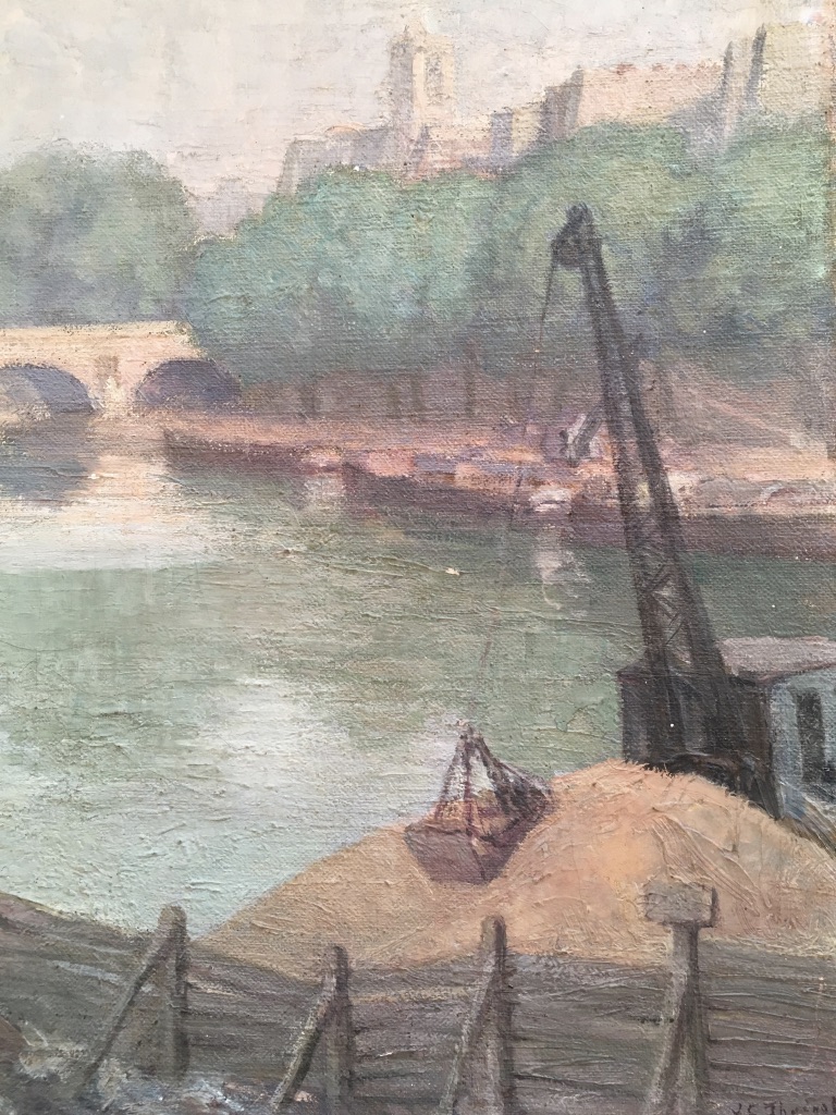 Jeanne-clémentine Thoinot (xxe), Le Pont Marie à Paris, Huile Sur Toile-photo-2