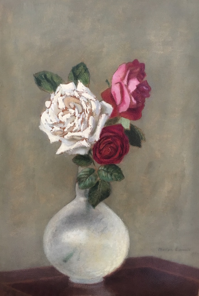 Charles Lacoste (floirac 1870-paris 1959), Bouquet Of Roses In A Transparent Vase, Oil