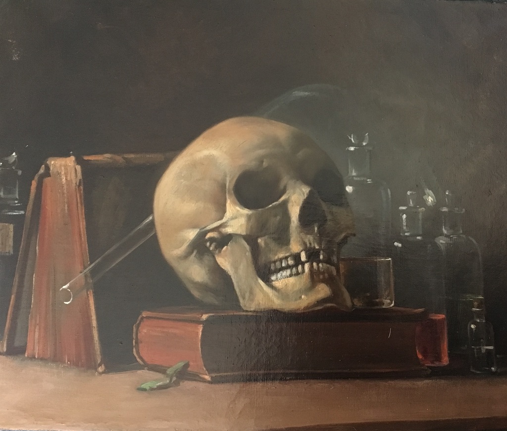 French School Of The Middle Of The Nineteenth Century, Vanity With Flasks, Oil, Freemasonry-photo-3