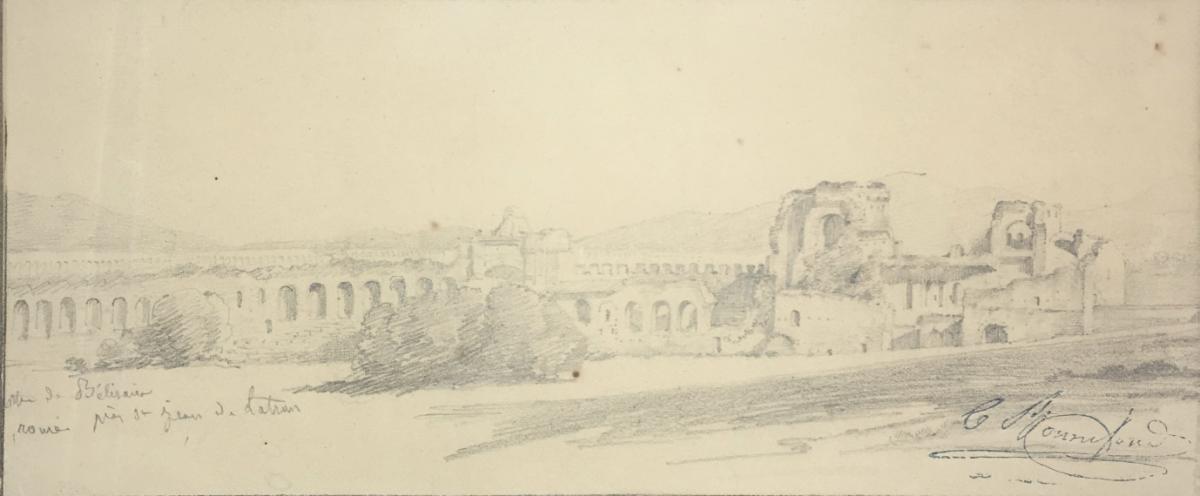 Claude Bonnefond (lyon 1796-1860), Ruins In The Countryside Of Rome Near Saint John Of Lateran-photo-2