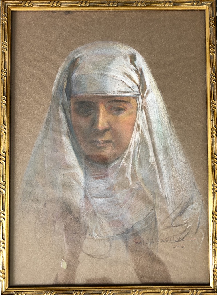 Czeslaw Borys Jankowski (1862-1941), Portrait Of Woman, Religious? Pastel Drawing-photo-4