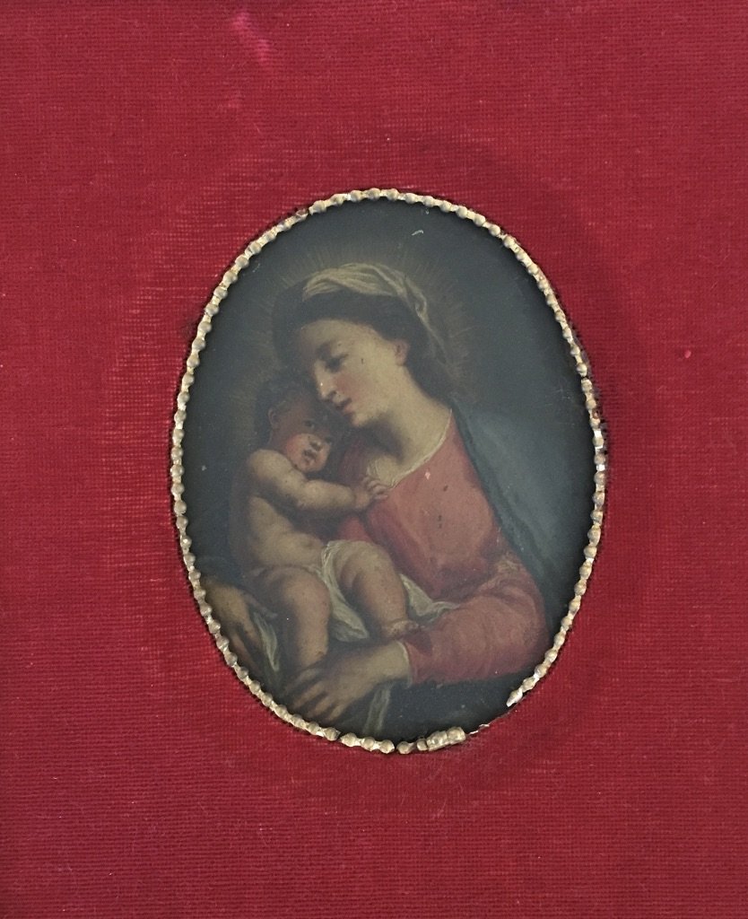 Italian School Of The Eighteenth Century, Entourage Of S. Conca, Virgin And Child, Oil On Copper-photo-2