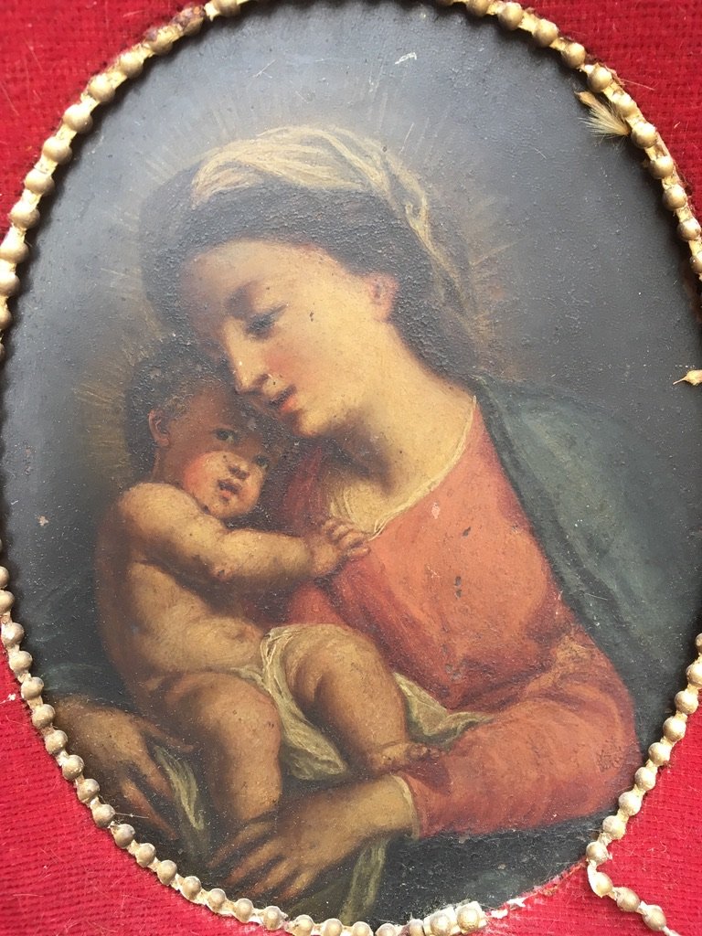 Italian School Of The Eighteenth Century, Entourage Of S. Conca, Virgin And Child, Oil On Copper-photo-4