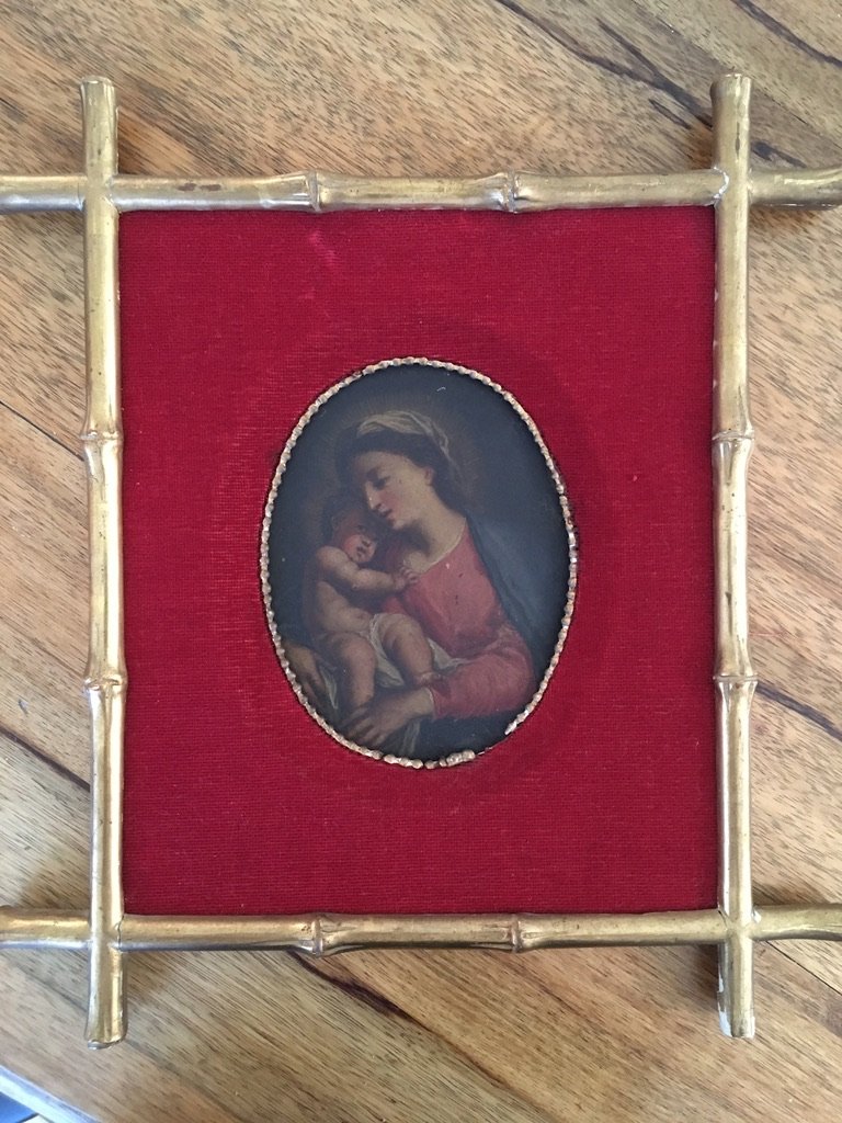 Italian School Of The Eighteenth Century, Entourage Of S. Conca, Virgin And Child, Oil On Copper-photo-1