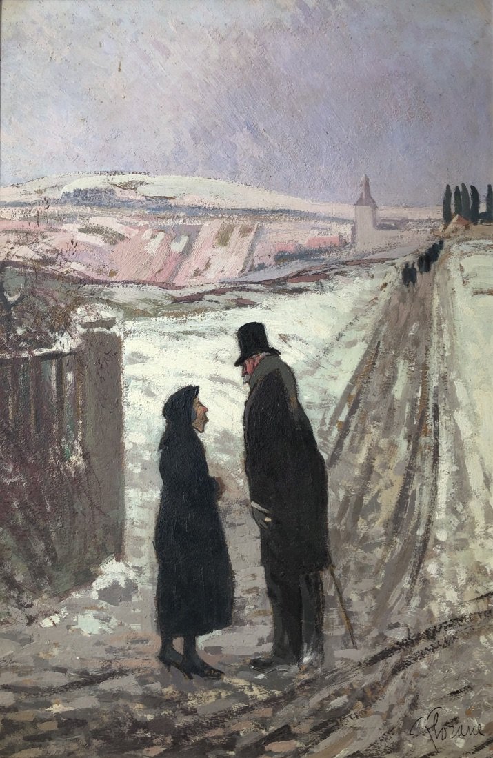 Louis Marie Blanchard (1871-1939) Florane Says, The Discussion, Oil On Cardboard, 1925