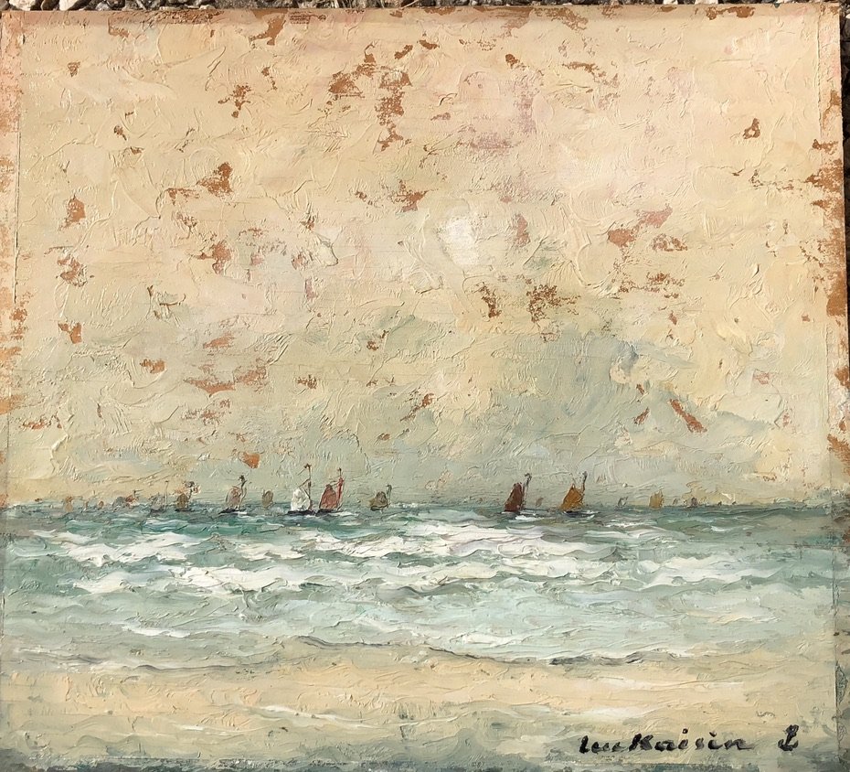 Luc Kaisin (1900-1963), Voiliers Au Large: Marine, Oil On Panel-photo-2