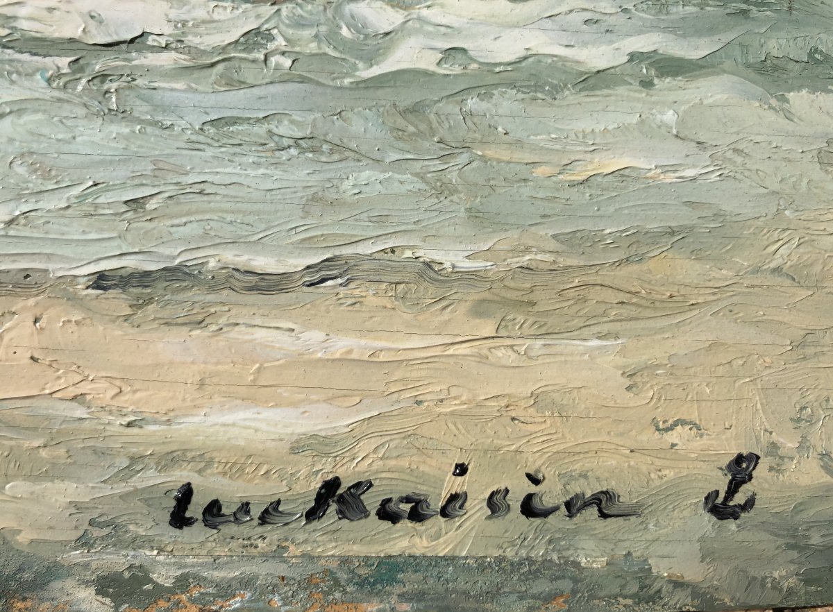 Luc Kaisin (1900-1963), Voiliers Au Large : Marine, Huile Sur Panneau-photo-3