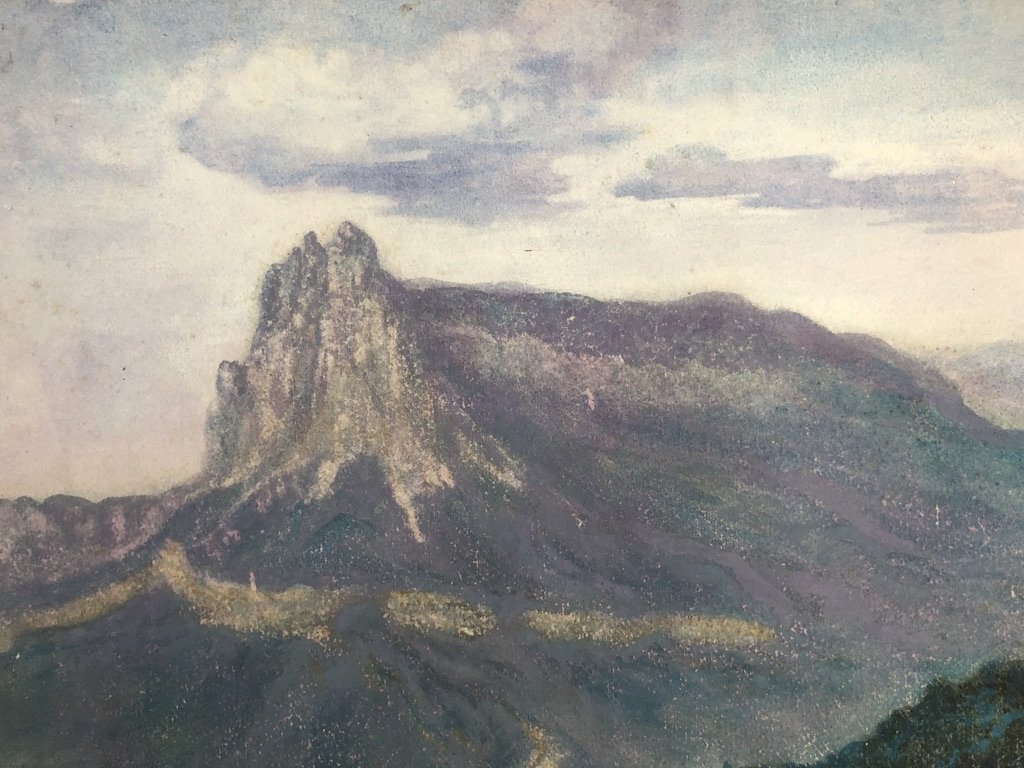 Sigismond Jeanès (1863-1952), Paysage Des Dolomites, Montagne Italie, Gouache/papier Symbolisme-photo-4