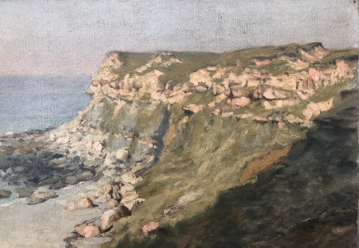 Francis Tattegrain (1852-1915), Seaside, Normandy Coast Or Emerald Coast, Landscape, Oil-photo-2