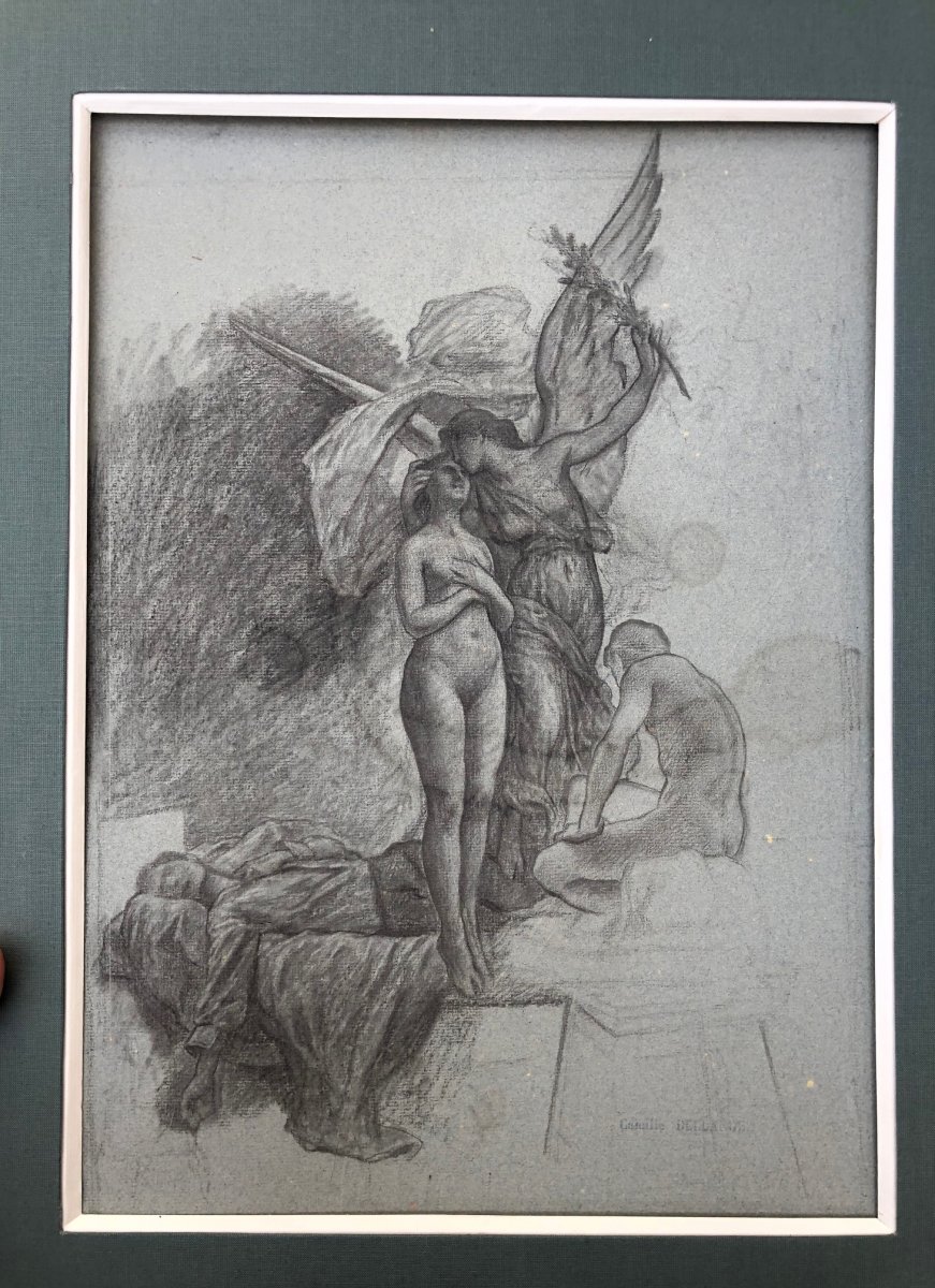 Camille Bellanger (1853-1923), Allegory Of Victory, Pencil Drawing-photo-2