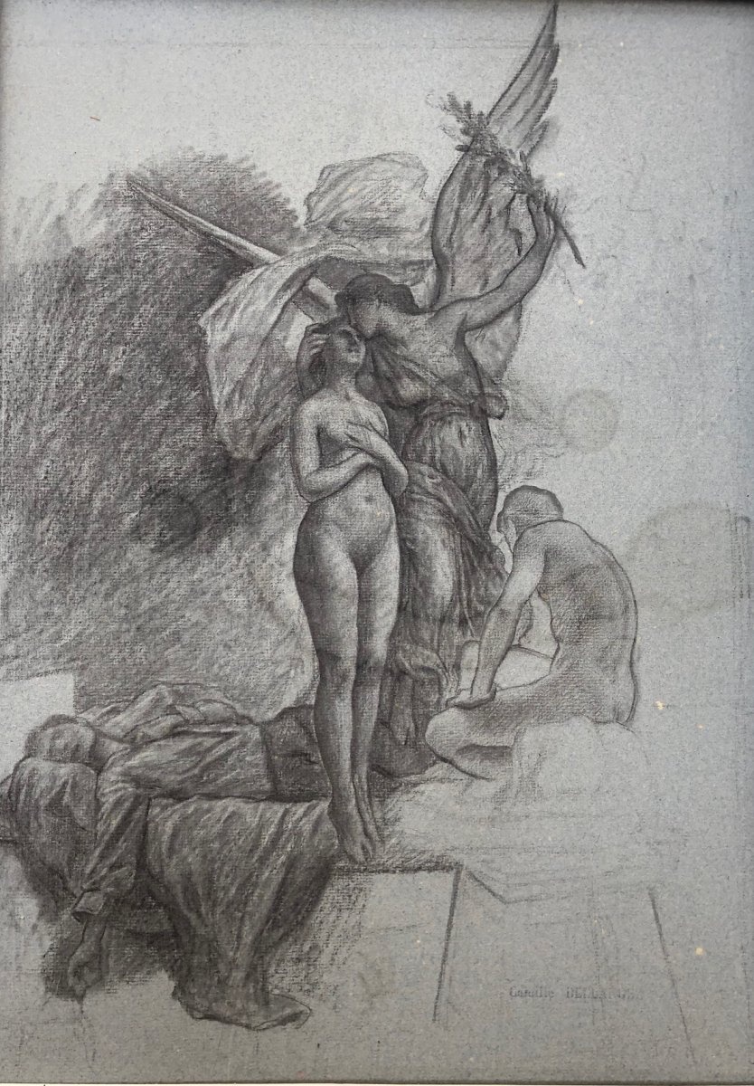 Camille Bellanger (1853-1923), Allegory Of Victory, Pencil Drawing