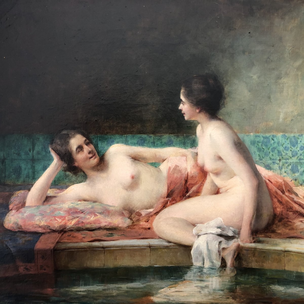 Serkis Diranian (1854-1938), The Bath Or Women In The Hammam, Oil, Armenia, Turkey-photo-3