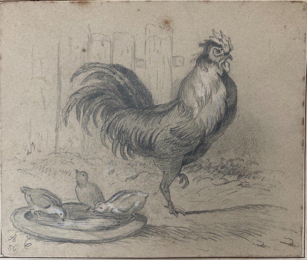Alexandre Calame (1810-1864), Ensemble De Trois Dessins Au Crayon: études d'Animaux, 1856-photo-2
