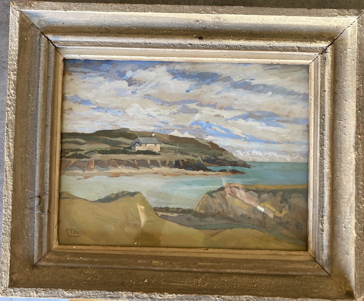 Head?, French School Circa 1940, Landscape: The Crouesty Chapel In Port Navalo, Brittany-photo-3